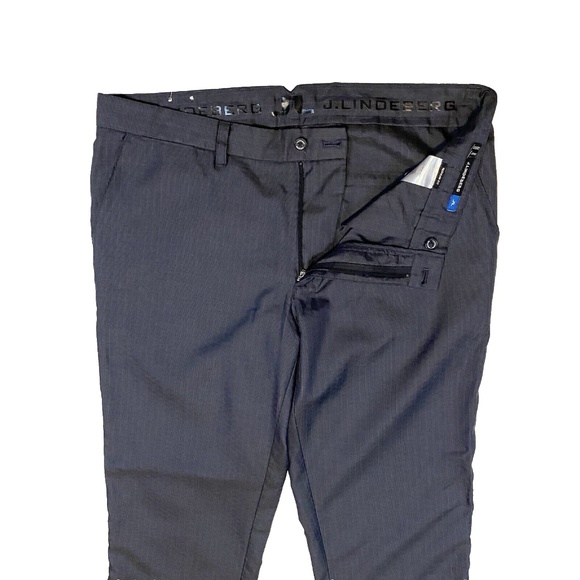 J. Lindeberg Men Elof Pants 36x32 Regular Fit Light Poly Blue Gray Striped Golf - Picture 12 of 16